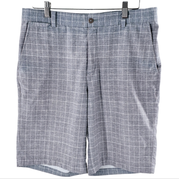 Nike Men's Golf Shorts Plaid Tour Performance Dri-Fit Size 32 Stretch Gray White - Picture 1 of 14